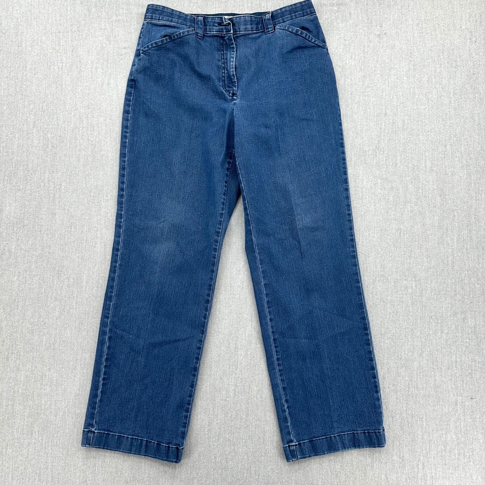 L.L. Bean Jeans Womens 12 Blue Classic Fit Straight Leg High Rise Stretch Denim